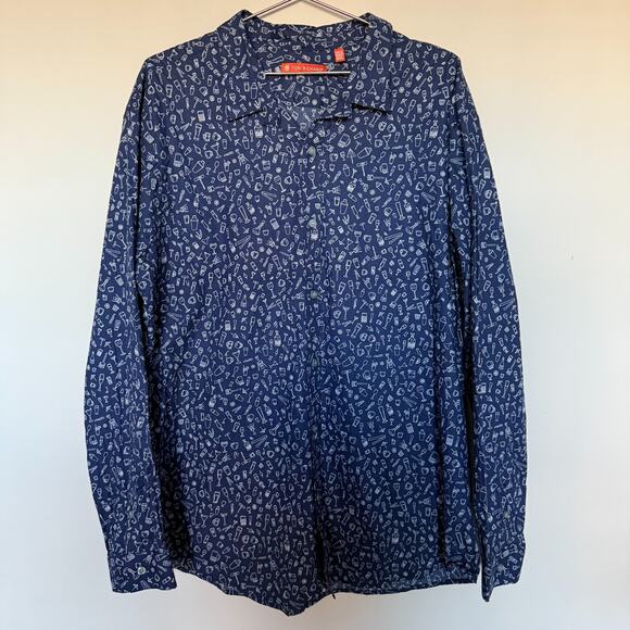 Tori Richard Men Shirt 2XL Navy Long Sleeve Button Down Party Cocktail Bartender - Picture 1 of 6